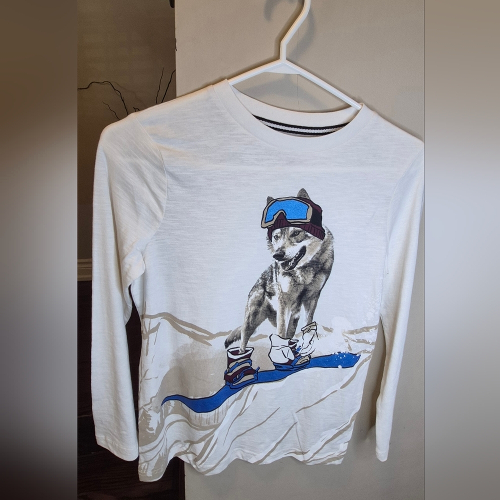 Kids Snowboarding Dog Graphic Tee - White - Picture 7 of 9
